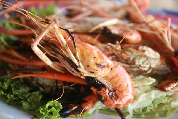 Deliciosos Camarones Quemados Cocidos —  Fotos de Stock