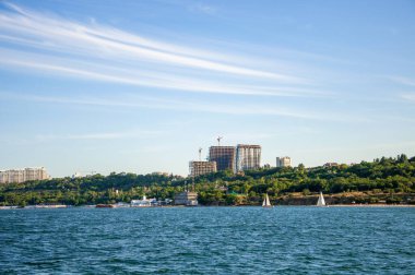 Deniz. Odessa şehrinin manzarası. Güzel manzara