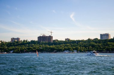 Deniz. Odessa şehrinin manzarası. Güzel manzara