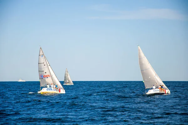 Vela Blanca Mar Navegando Concursos Vela — Foto de Stock
