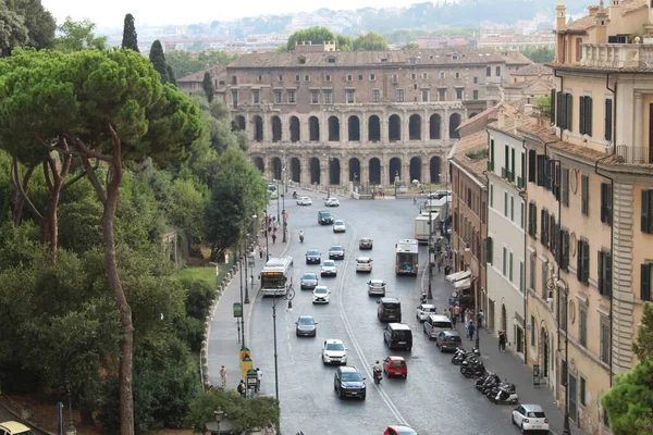 Die Straße Von Rom Vom Denkmal Viktor Emanuel Aus Gesehen — Stockfoto