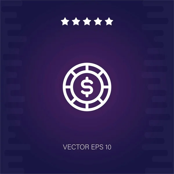 Casino Chip Vector Icono Ilustración Moderna — Vector de stock