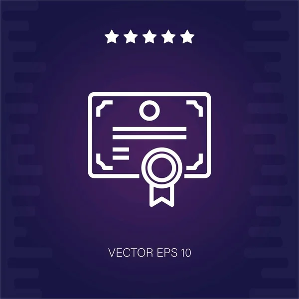 Certifikat Vektor Ikon Modern Illustration — Stock vektor