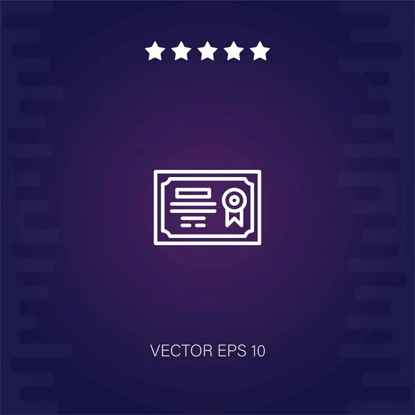 Certificado Vector Icono Moderno Ilustrador — Vector de stock