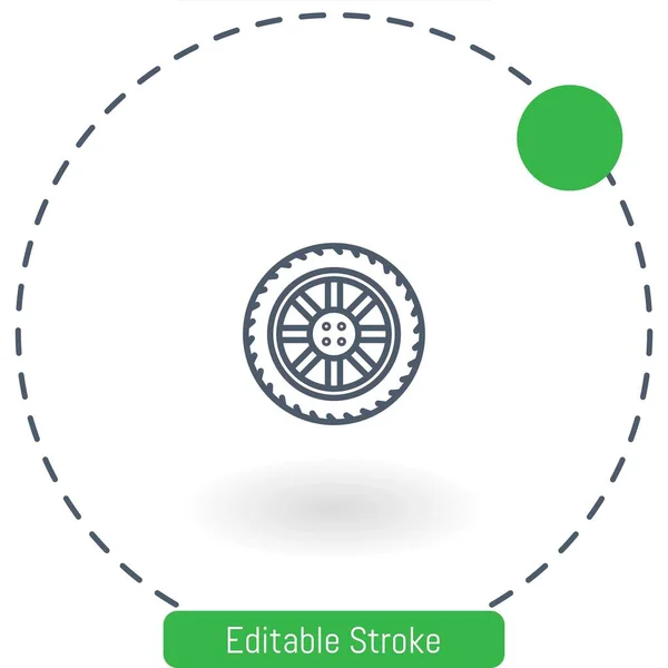 タイヤベクトルアイコン編集可能なストロークアウトラインウェブとモバイル用のアイコン — ストックベクタ