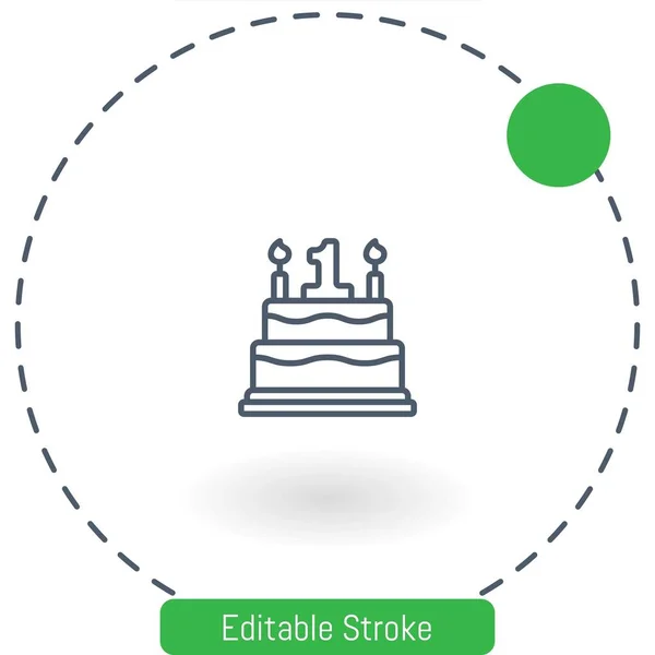 Birthday Cake Vector Icon Editable Stroke Outline Icons Web Mobile — Stock Vector