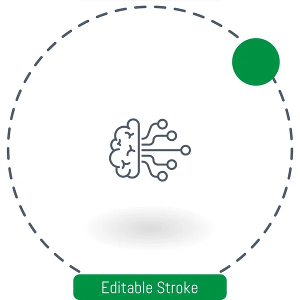 Brain Vector Icon Editable Stroke Outline Icons Web Mobile — Stock Vector