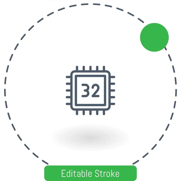 Cpu 아이콘 Editable Stroke Outline 아이콘 Web Mobile — 스톡 벡터