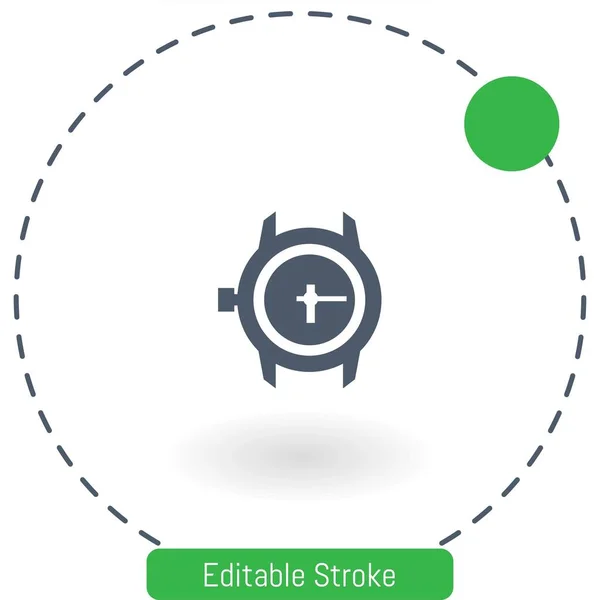 円形腕時計ベクトルアイコン編集可能なストロークアウトラインウェブとモバイル用のアイコン — ストックベクタ