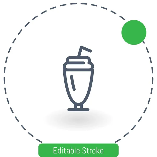 Koktajl Mleczny Ikoną Wektora Słomy Edytowalny Zarys Skoku Ikony Dla — Wektor stockowy