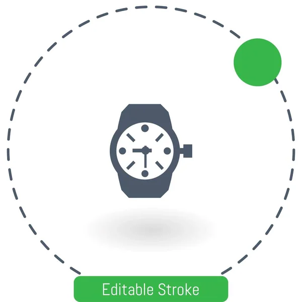 Armbanduhr Mit Kreisförmigem Vektor Symbol Editierbare Umrisssymbole Für Web Und — Stockvektor
