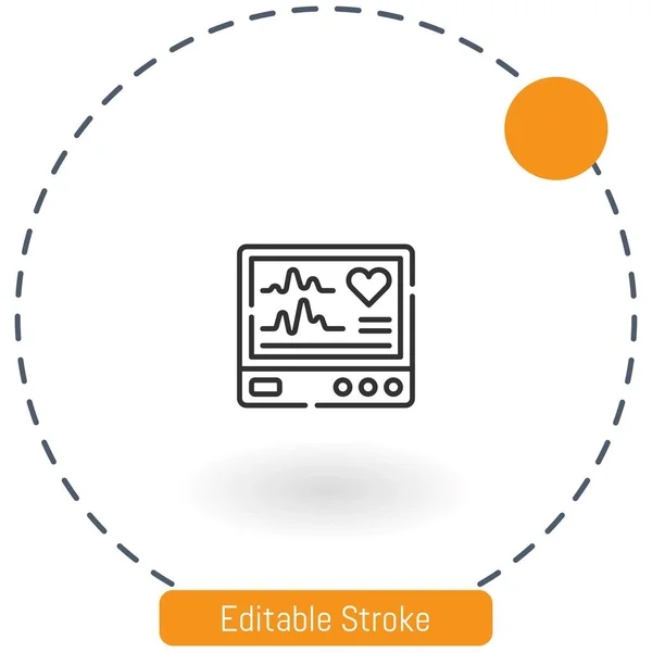 Electrocardiogram Vector Icon Editable Stroke Outline Icons Web Mobile — Stock Vector