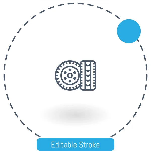 Tyre Vector Icon Editable Stroke Outline 아이콘 Web Mobile — 스톡 벡터