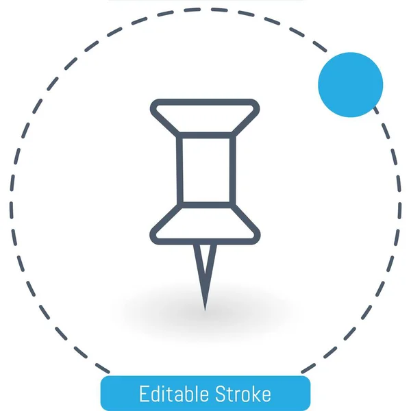 プッシュピンベクトルアイコン編集可能なストロークアウトラインアイコンウェブとモバイル用 — ストックベクタ