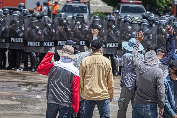 Lotta Tra Cittadini Polizia Nell Insurrezione Rivolta Persone Che Causano — Foto Stock