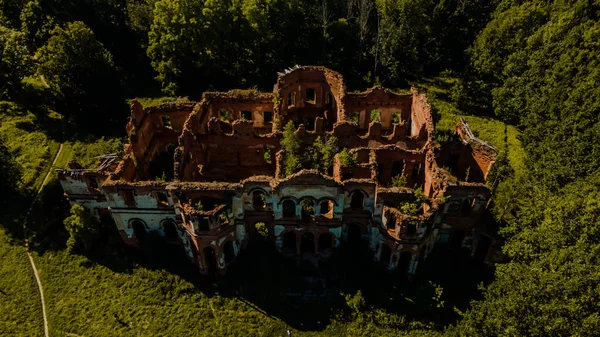 Antigo Palácio Destruído Ruzhany Drone Fotos Aéreas — Fotografia de Stock