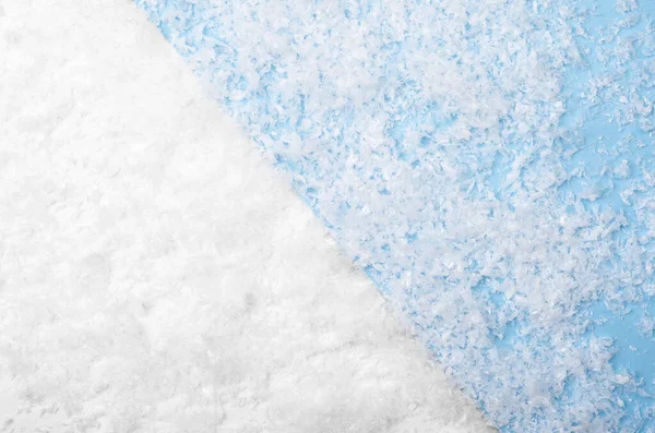Fundo Branco Azul Com Neve Artificial Textura Inverno — Fotografia de Stock