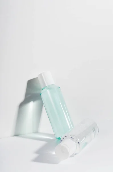 Agua Micelar Removedor Maquillaje Botellas Transparentes Maqueta Remedio Facial Envases — Foto de Stock