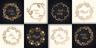 Düğün monogramları ve çiçek kenarı, Davetiyeler için tasarım.