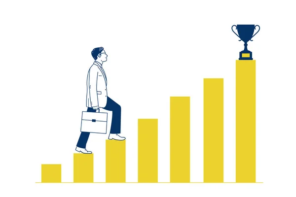 Hombre Negocios Está Caminando Por Las Escaleras Último Paso Está — Vector de stock