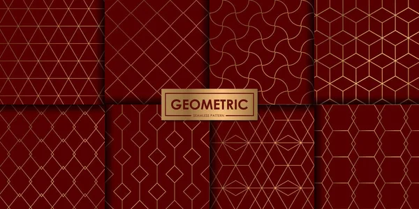 Conjunto Patrones Geométricos Sin Costura Lujo Fondo Abstracto Papel Pintado — Vector de stock