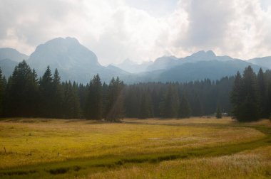 Karadağ 'da yaz aylarında Durmitor ulusal parkındaki dağlar.