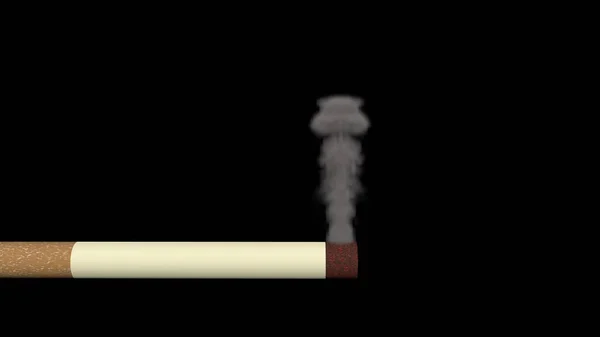 Lit Cigarette Smoking Floating Right Side Image Endless Black Background — Stock Photo, Image