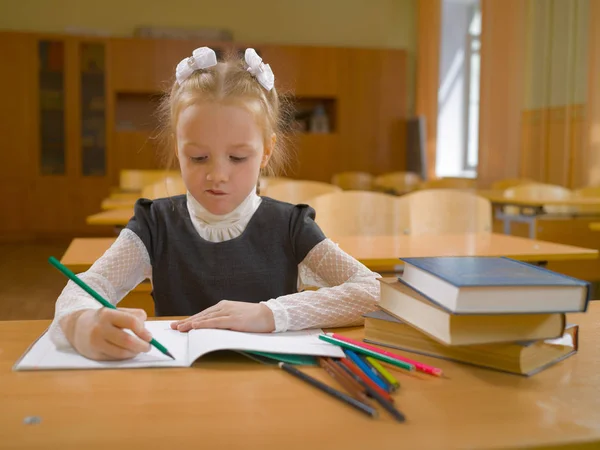 Little girl in school class at the lesson — Stock Photo, Image
