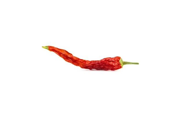 Dried red chili peppers or cayenne chili peppers isolated on white background. Spicy hot seasoning — Stock Photo, Image