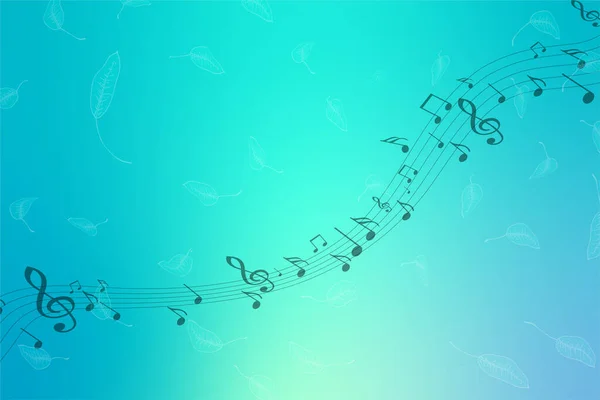 Feuille Fond Note Musique Avec Lumière Bleue — Image vectorielle