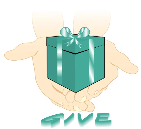 Дві Руки Зелені Подарункові Коробки Подарунками — стоковий вектор