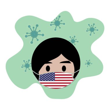 Mikropları önlemek için cerrahi maske takıyor.