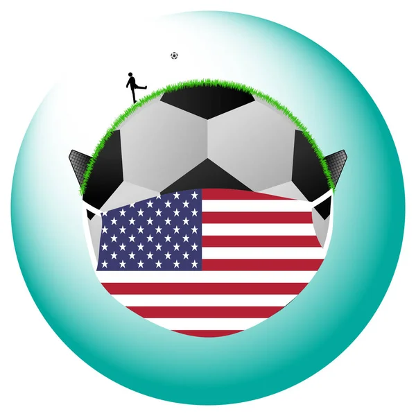Covid Und Fußballspiel Mit Dem Schutz Eines Jeden Landes — Stockvektor