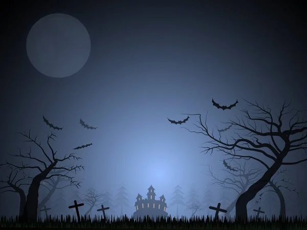 Het Herenhuis Begraafplaats Het Maanlicht — Stockvector