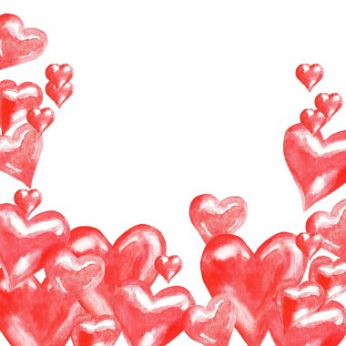 Kalpler beyaz arka planda. Bir çerçeve. Suluboya. Görüntü