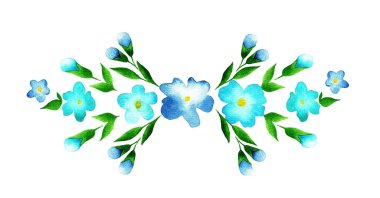 Çiçekler, yeşillikler ve dallarla suluboya çerçeveler. Elle boyanmış güzel resimler. Kutlama kartı, düğün, doğum günü ve bebek kartları, davetiyeler, harfler,