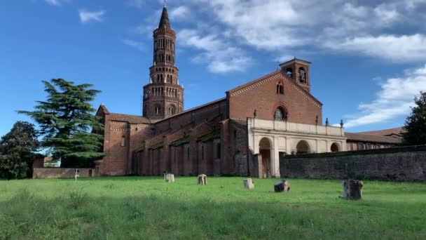 Time Lapse Chiaravalle Gothic Abbey Brick Builed Masterpiece Chiaravalle Abbey — стокове відео