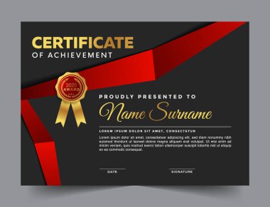 Koyu kırmızı elementli başarı sertifikası tasarımı