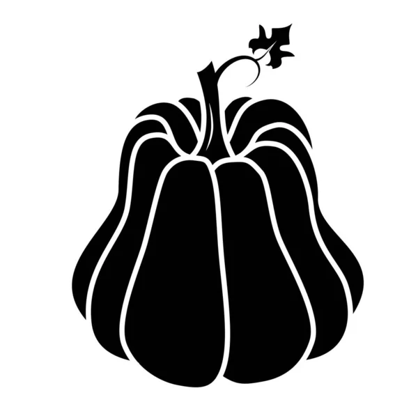 Icône Vectorielle Citrouille Noir Blanc Dans Style Plat Illustration Convient — Image vectorielle