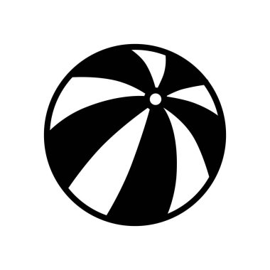 Siyah-beyaz plaj şemsiyesi ikonu düz stil. Tatil, yaz ve seyahat teması için uygun bir dekor.