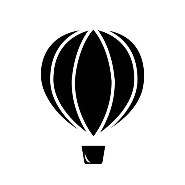 Vektor Fekete Fehér Hőlégballon Ikon Lapos Stílusban Alkalmas Dekoráció Téma — Stock Vector