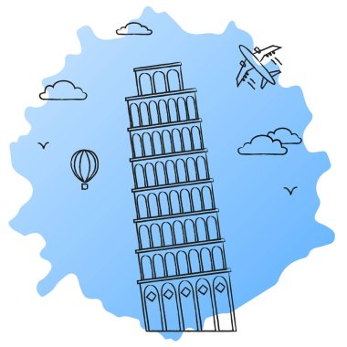 Pisa Kulesi sanat tarzında. Seyahat, eğlence ve hatıra teması için uygun bir resim.