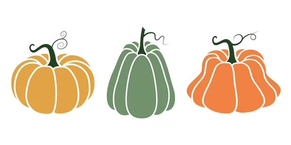 Una Brillante Ilustración Calabazas Estilo Plano Las Verduras Lindas Son — Vector de stock