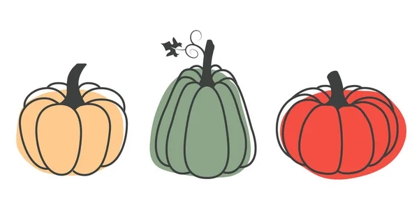 Une Illustration Lumineuse Citrouilles Dans Style Plat Les Légumes Mignons — Image vectorielle