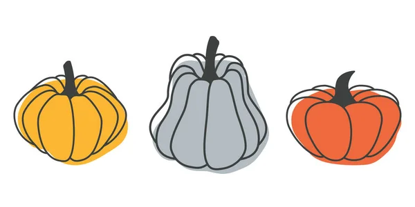 Une Illustration Lumineuse Citrouilles Dans Style Plat Les Légumes Mignons — Image vectorielle