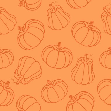 Karalama tarzında sonbahar balkabağı deseni. Sonbahar tatilleri, Cadılar Bayramı, çeşitli yemek malzemeleri ve eğlenceli baskılar için uygun..