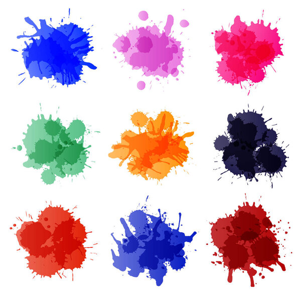 Векторная иллюстрация различных форм пятен и всплесков.