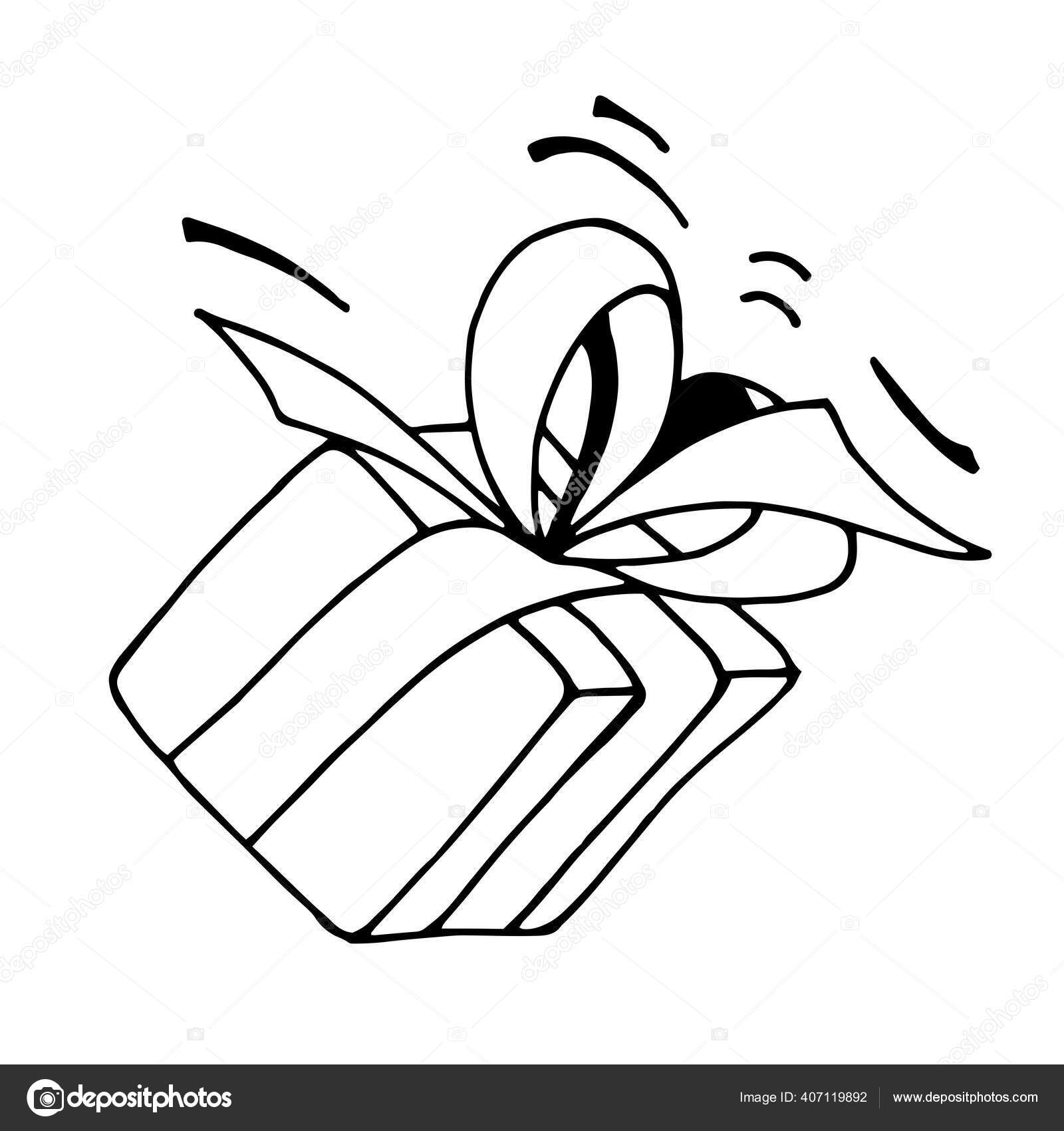Vektor Hitam Dan Putih Ilustrasi Kotak Hadiah Dengan Pita Dan Stok Vektor C Svetlanamaxyutova 407119892