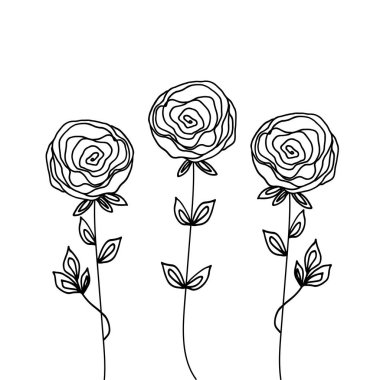 Doodle tarzı çiçekler. Tatil ve baharın havasını yaratıyorlar. Kartpostalları süslemek için uygun.