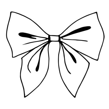 Hediye yayı için siyah ve beyaz vektör. Ambalaj kağıdı, kırtasiye, tebrik kartı dekorasyonu için uygun.